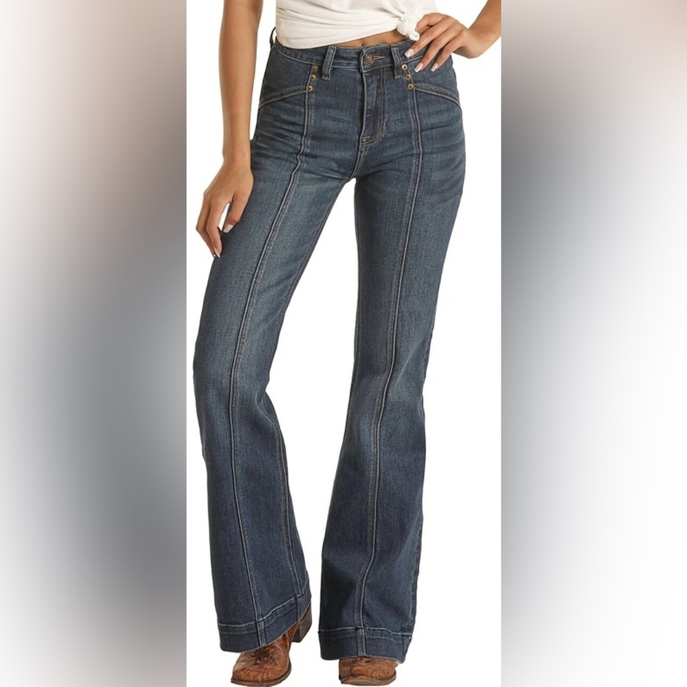 Rock & Roll Cowgirl dark denim trousers high waist vintage 31x36
